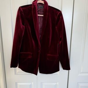 Elegant Velvet Burgundy Blazer, holiday blazer, cocktail party attire